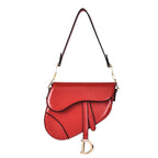 PU Leather Saddle Shoulder Bag For Women With Wide Strap Red