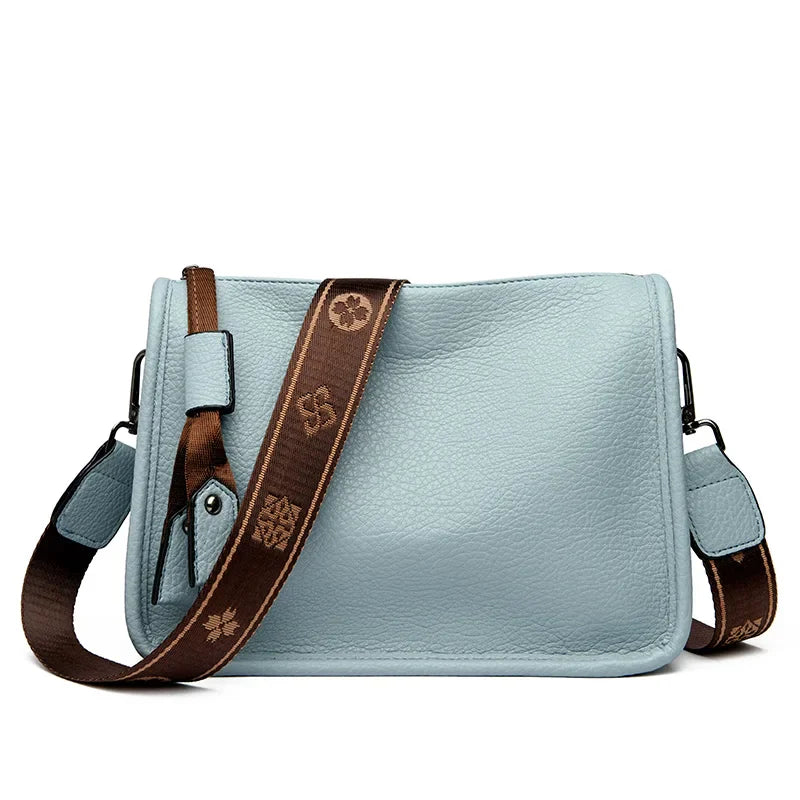 High-Quality Genuine Leather Women's Tote Bag SKY BLUE 27cm 10cm 20cm