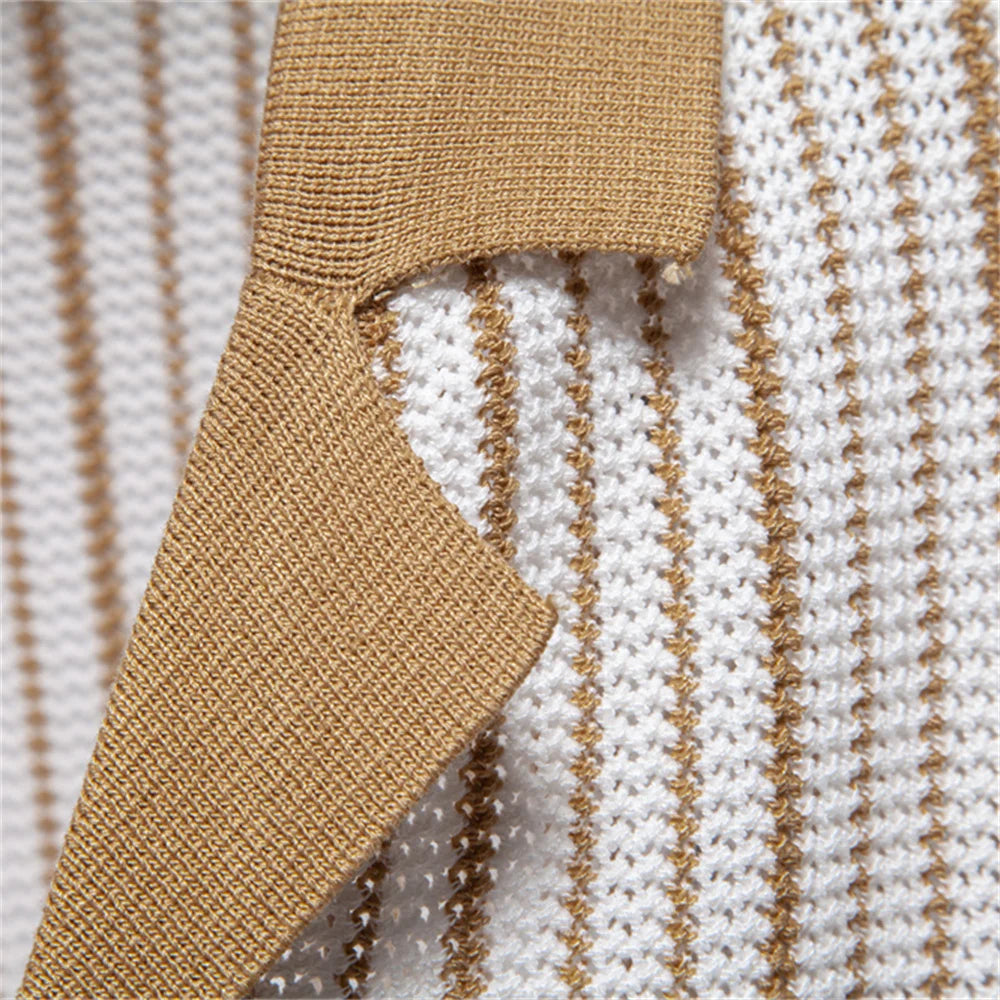 Men's Textured Knit Polo - Monaco Style-MODAUTLET