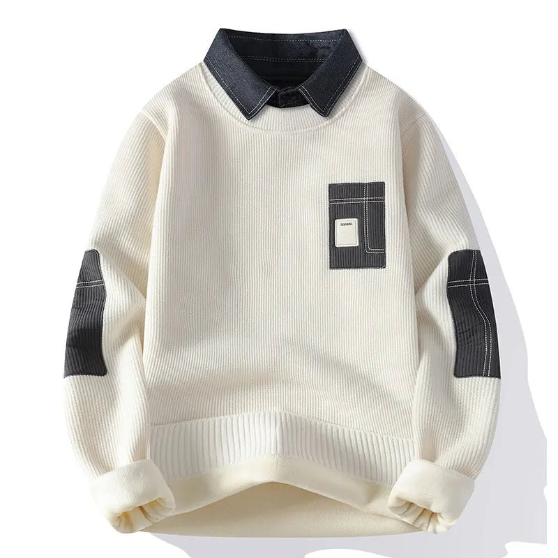 Men's Denim Knit Top-MODAUTLET