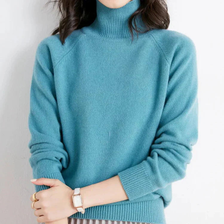 Women's Classic Mock-Neck Sweater Turquoise