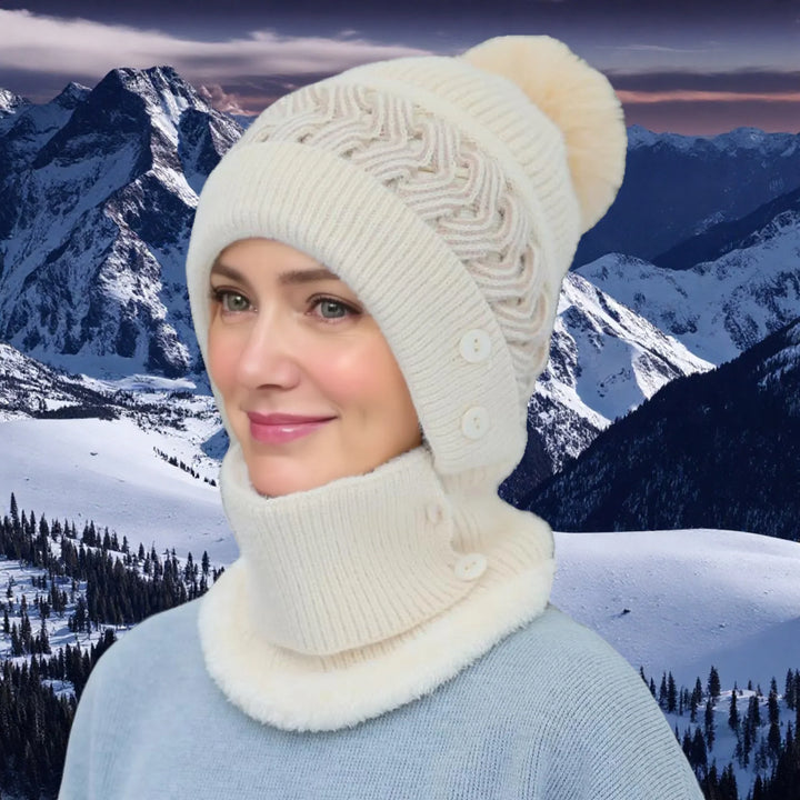 Cozy Fur-Lined Pompom Beanie-MODAUTLET