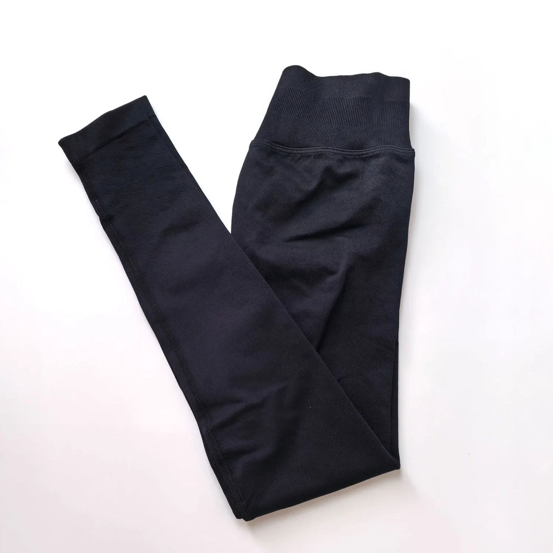 Women's Seamless Yoga Leggings with Low Rib Waistband for Fitness Black