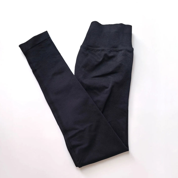 Women's Seamless Yoga Leggings with Low Rib Waistband for Fitness Black