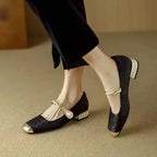 Women's Silk-Textured Low Heel Pearl Pumps