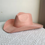 Adjustable Suede Wide-Brim Cowboy Fedora Hat 29 56-58cm