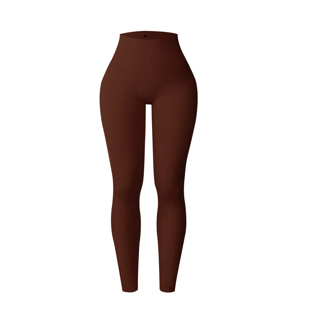 Women's High-Waisted Seamless Yoga Leggings for Fitness & Running Brown