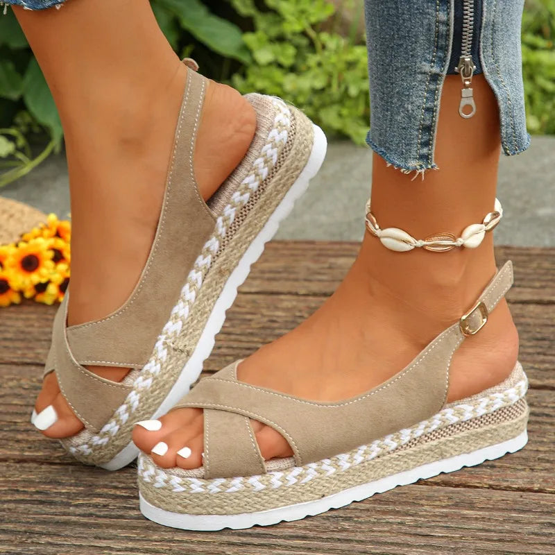 Women's Cross-Strap Platform Sandals-MODAUTLET