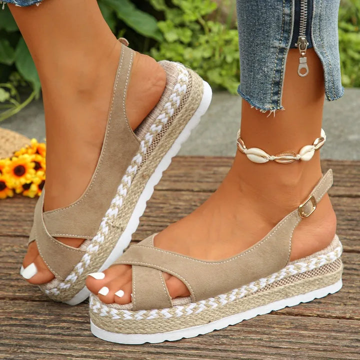 Women's Cross-Strap Platform Sandals-MODAUTLET