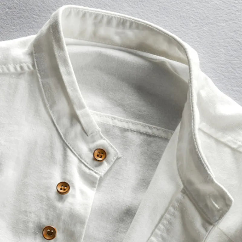 Breathable Linen Cotton Shirt With Japanese Style Design