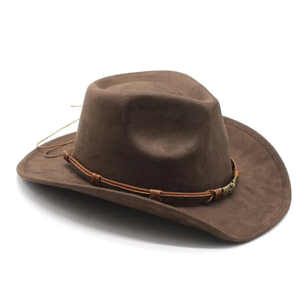 Western Cowboy Hat – Jazz Knight Felt Hat with Bull Décor-MODAUTLET
