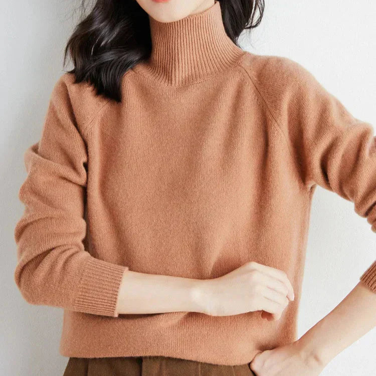 Women's Classic Mock-Neck Sweater Camel