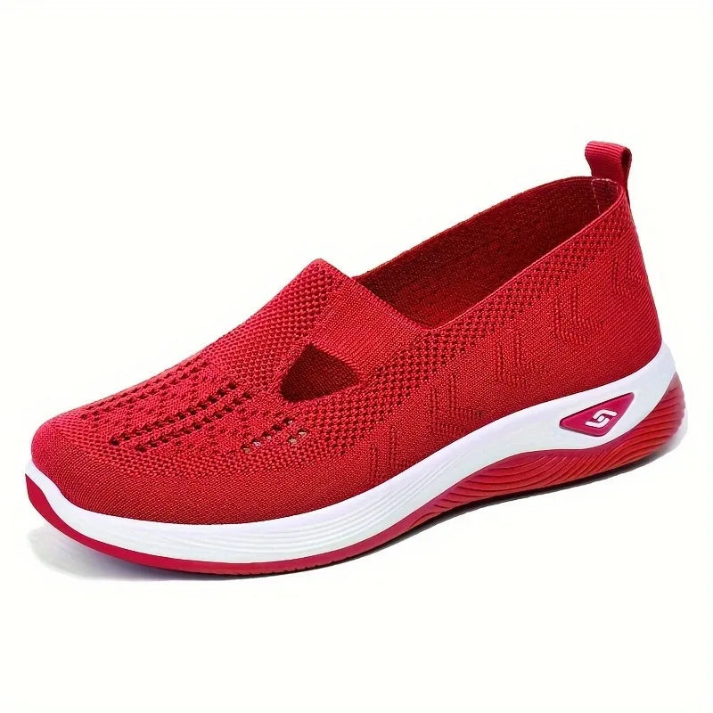 Women's Breathable Knit Sneakers Red