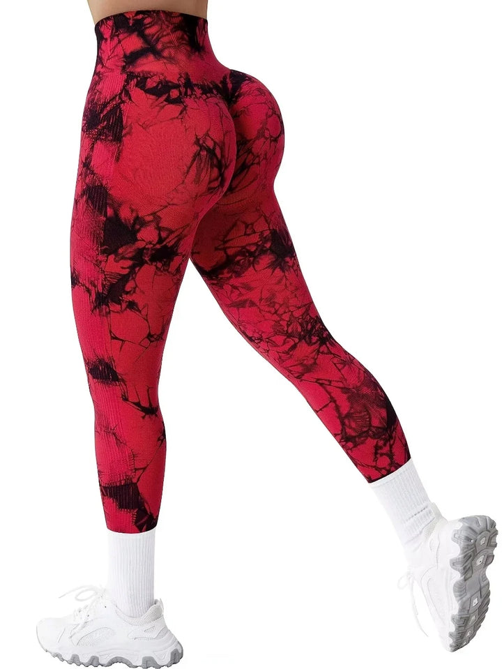 Women's High Waist Seamless Yoga Pants, Push-Up Sports Leggings Red
