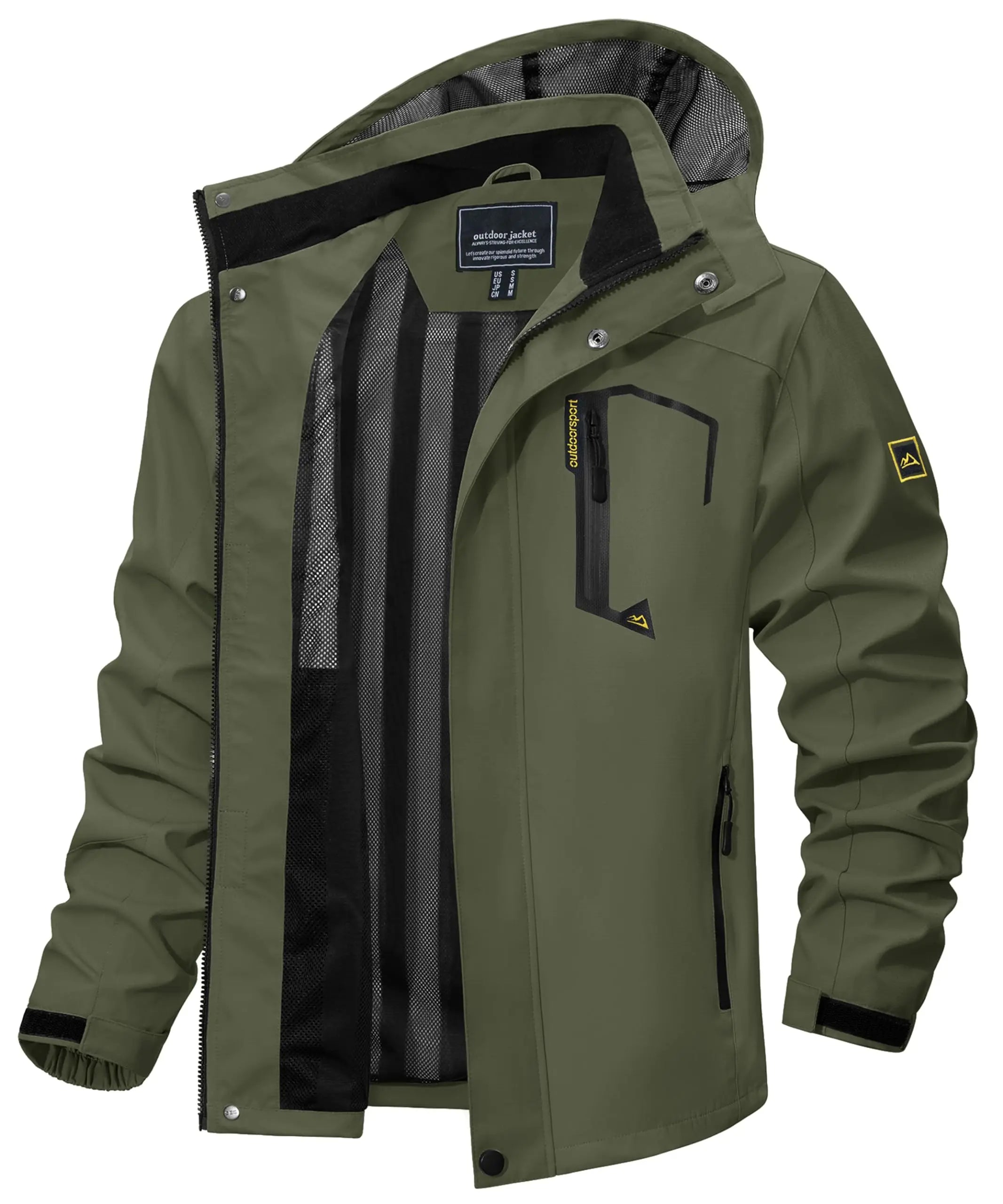 Lightweight Waterproof Windbreaker Jacket for Men with Mesh Lining Army Green-1