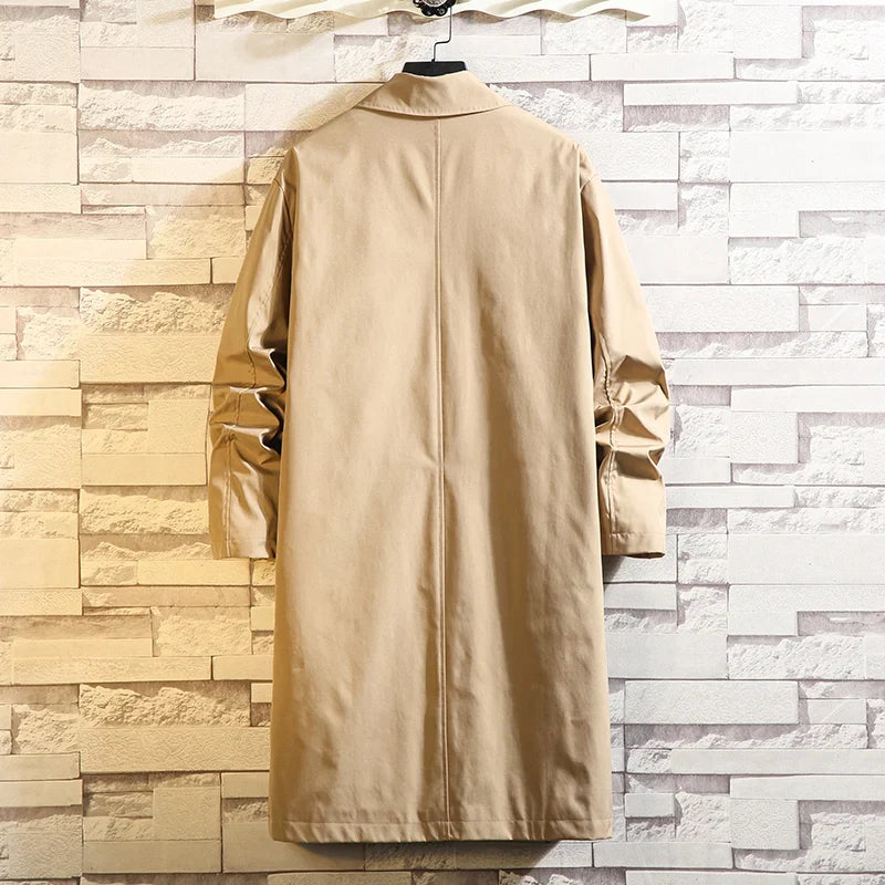 Men's Oversized Monochrome Long Windbreaker Jacket