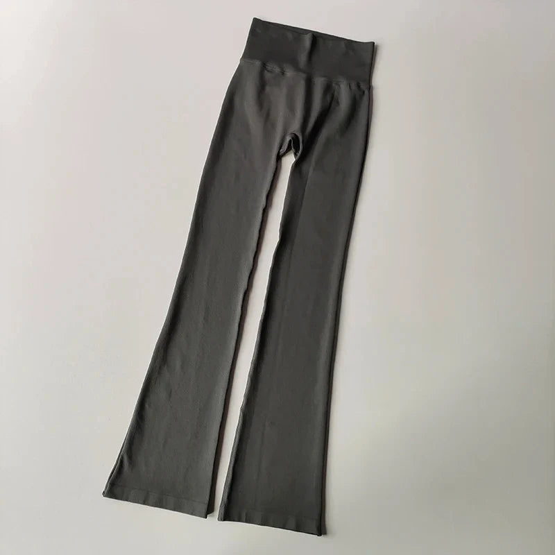 Women's High Waist Compression Seamless Micro Flared Yoga Leggings Grey