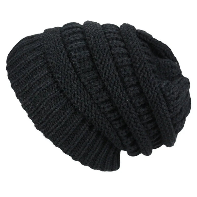 Cozy Satin-Lined Knit Beanie Black One-size