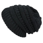 Cozy Satin-Lined Knit Beanie Black One-size