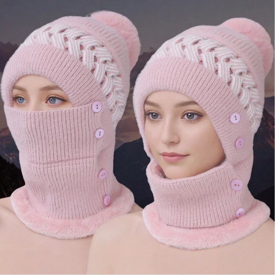 Cozy Fur-Lined Pompom Beanie-MODAUTLET