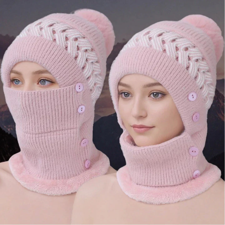 Cozy Fur-Lined Pompom Beanie-MODAUTLET