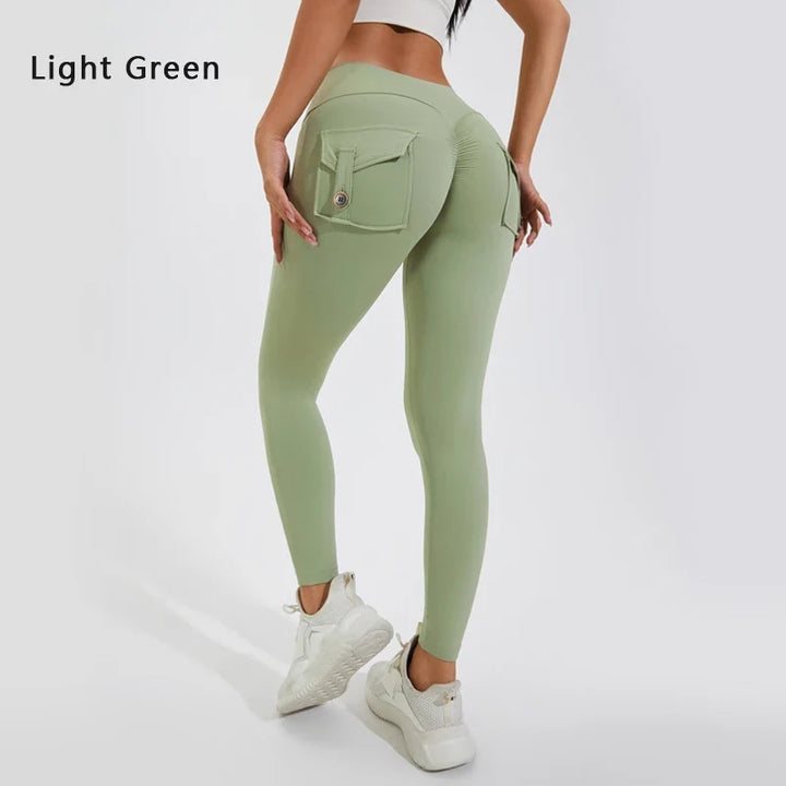 Women's Breathable Yoga Pants with Butt Pocket, Comfortable Leggings Light Green
