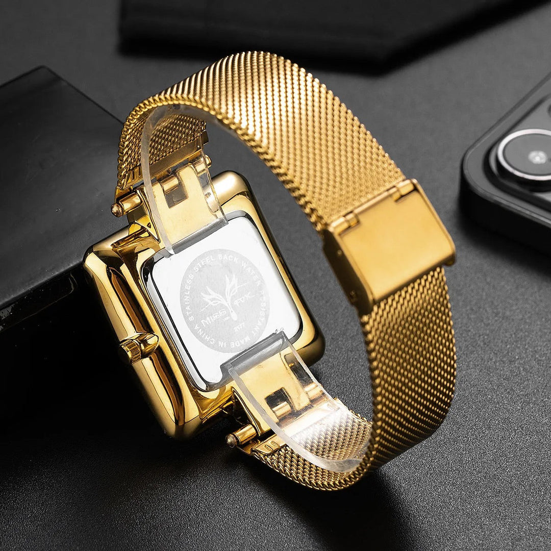 Square Case Mesh Band Wrist Watch for Women – Minimalist & Stylish Design-MODAUTLET