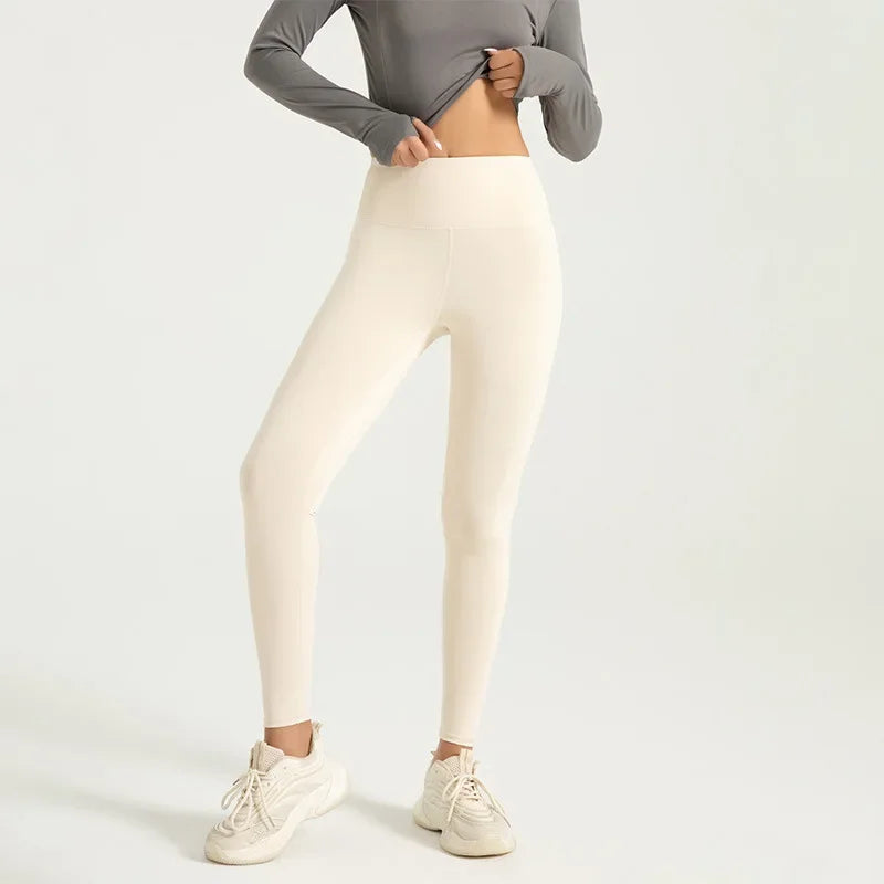 Women's Y2K High Waist Seamless Booty Lifting Gym Leggings Ivory