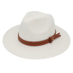 Breathable Straw Panama Sun Hat With Wide Brim Protection White