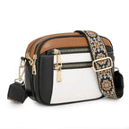 Women's Elegant Leather Shoulder Bag Black With white And Brown