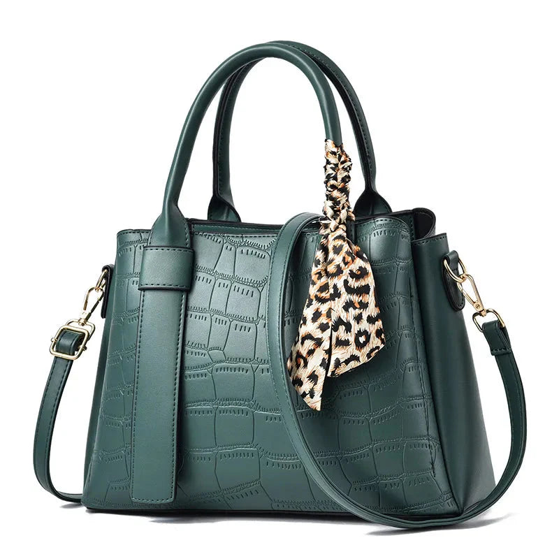 Structured Embossed Tote Bag for Women – Elegant & Versatile Design Green