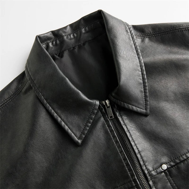 Men's Leather Overshirt-MODAUTLET