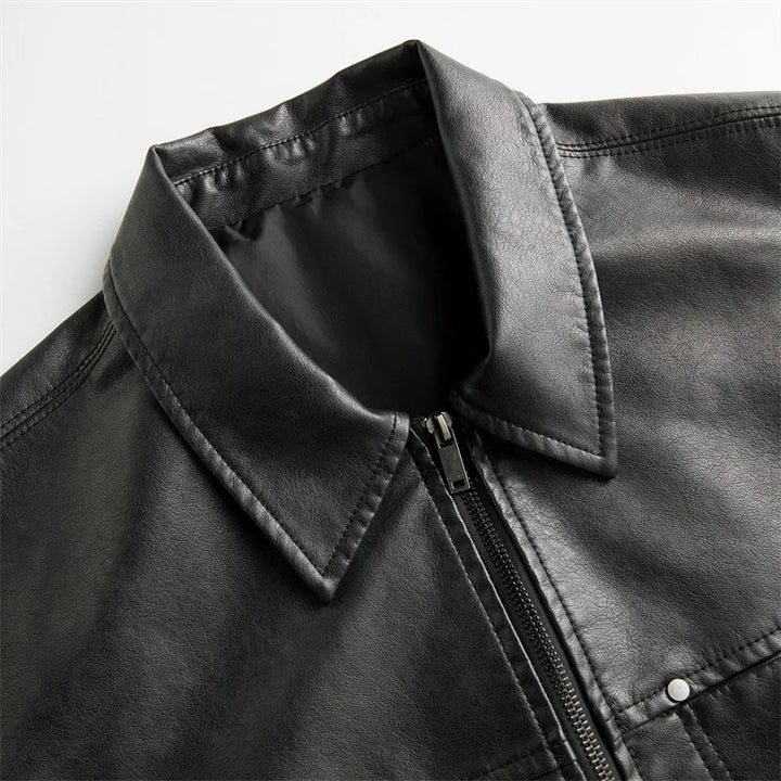 Men's Leather Overshirt-MODAUTLET