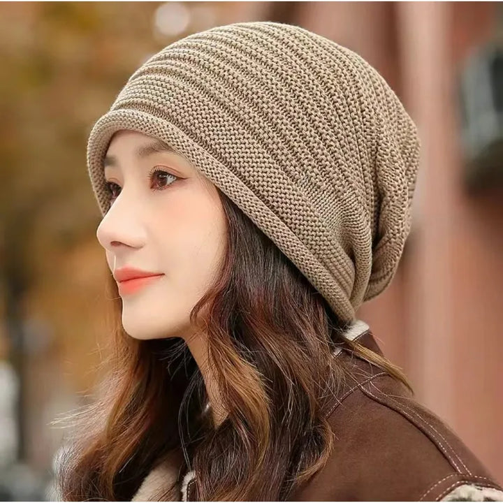Unisex Autumn Winter Knitted Wool Roll-Brim Beanie-MODAUTLET