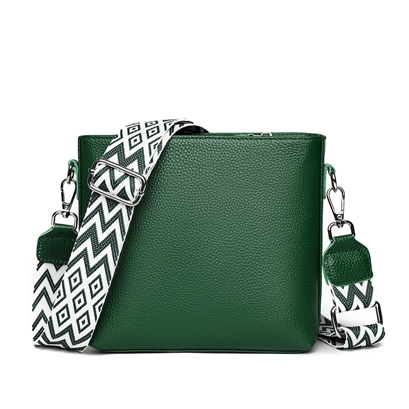 Women's Elegant Leather Shoulder Bag Green