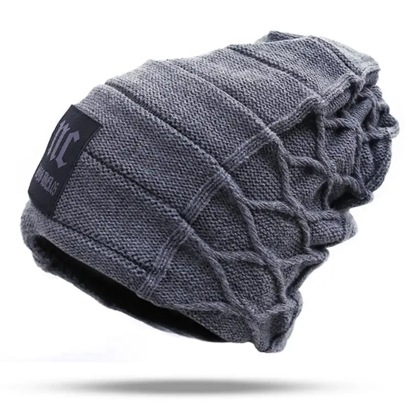 Unisex Knitted Beanie with Label Gray 55cm-60cm