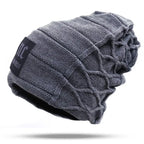 Unisex Knitted Beanie with Label Gray 55cm-60cm