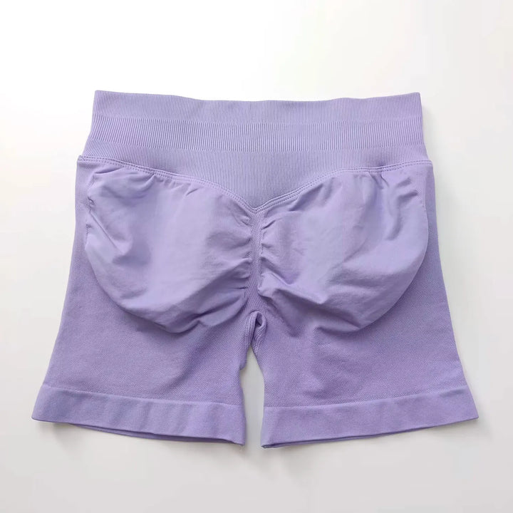 Women's Fitness Biker Shorts with Low Ribbed Band for Gym Workouts