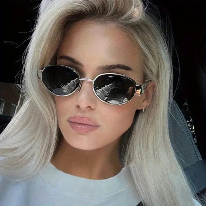 Trendy Unisex Oval Metal Frame Sunglasses