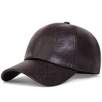 Unisex Vintage Cowhide Leather Baseball Cap – Adjustable Military Style Brown 56-61 cm