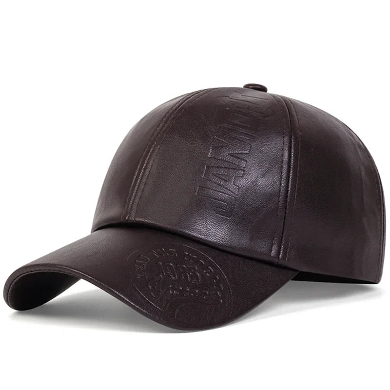 Unisex Vintage Cowhide Leather Baseball Cap – Adjustable Military Style Brown 56-61 cm