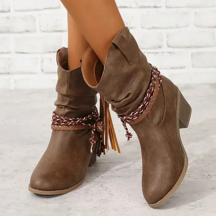 Bottes de style cowboy à talon carré pour femmes