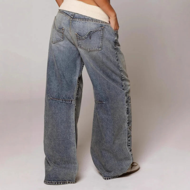 Baggyjeans för dam med låg midja och vida ben