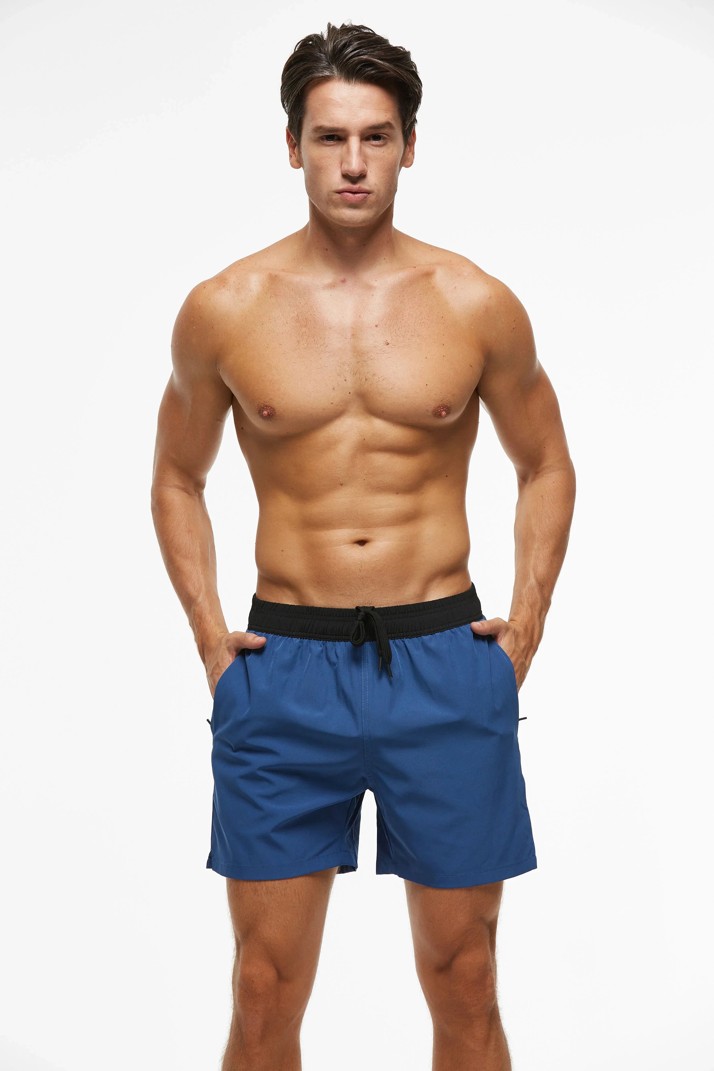 Men's Quick Dry Swim Trunks With Zipper Pockets Premium Navyblue