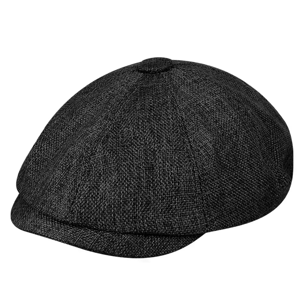 Heritage Style Vintage Tweed Flat Cap – Unisex Peaky Blinders Inspired Black One Size