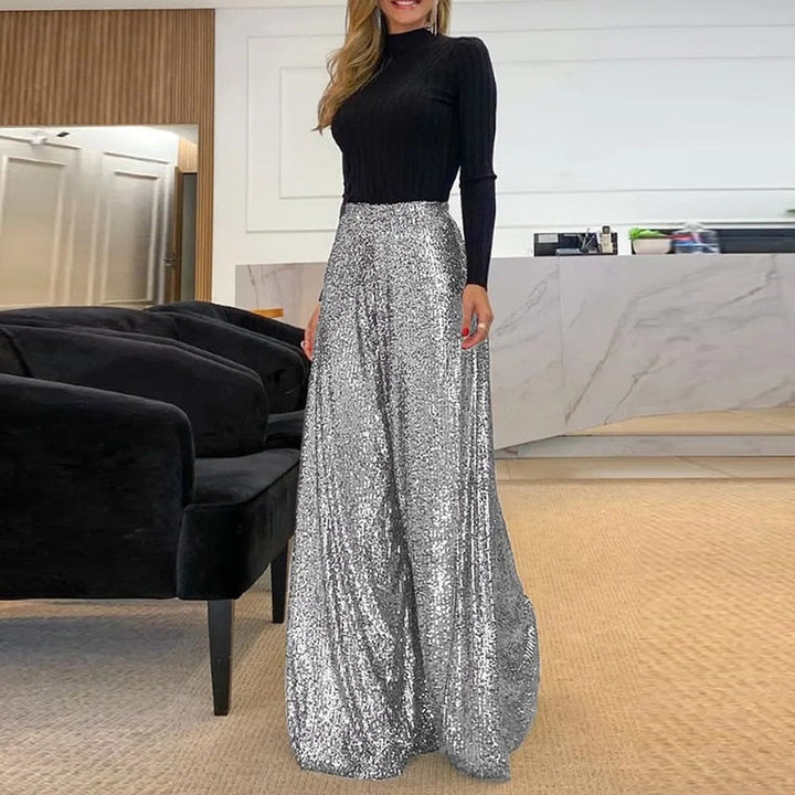 Pantalones anchos brillantes para mujer
