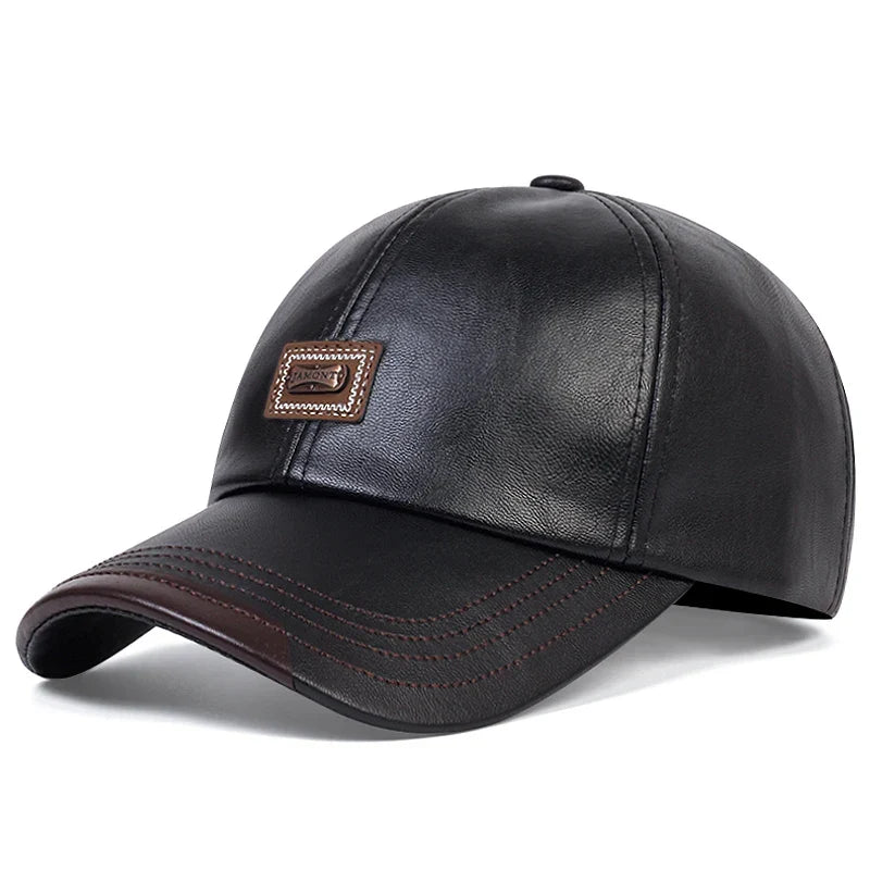 Authentic Cowhide Leather Dad Cap Black