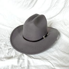 Vintage Western Cowboy Hat – Adjustable Leather Wide Brim Gray 57-59CM