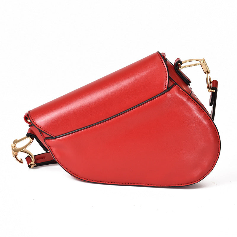 PU Leather Saddle Shoulder Bag For Women With Wide Strap