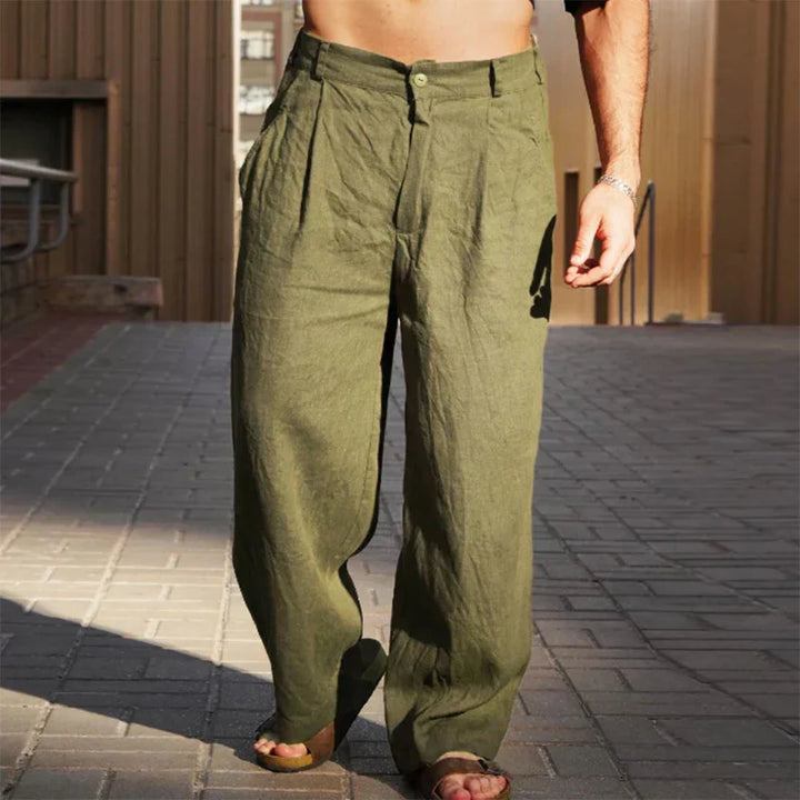 Men's Stylish Wide-Leg Linen Trousers-MODAUTLET